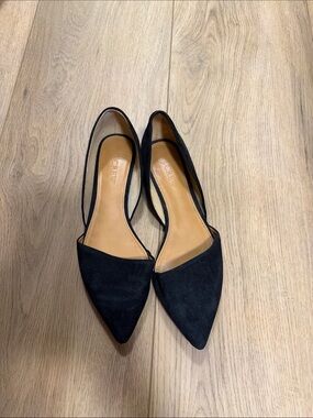 J. Crew Black Suede Pointed D'Orsay Flats
